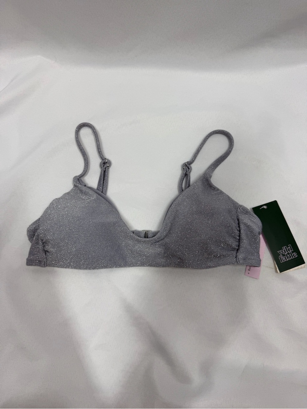 NWT Wild Fable | Padded Shimmer Swim Top Silver Women's Size Small